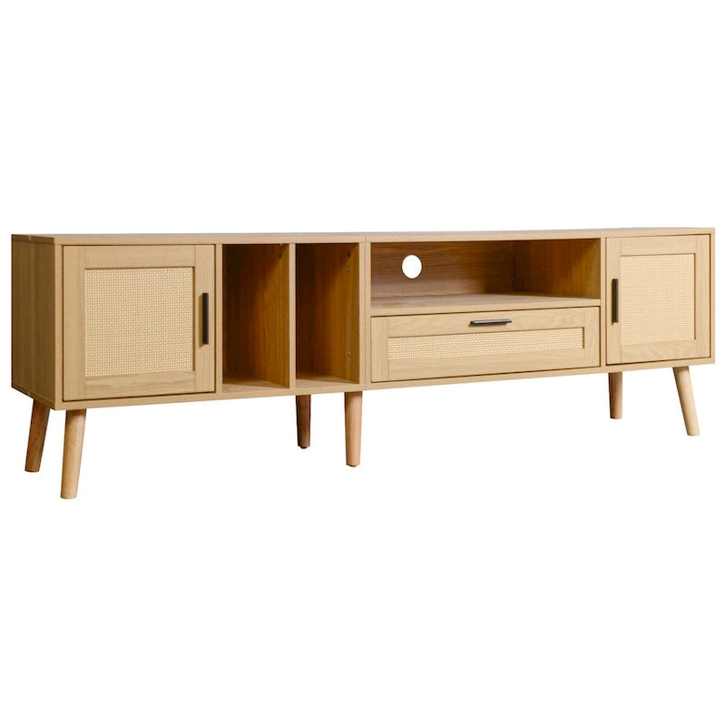 TV Stand for TVs up to 80 with Solid Wood Legs and Ample Storage Space