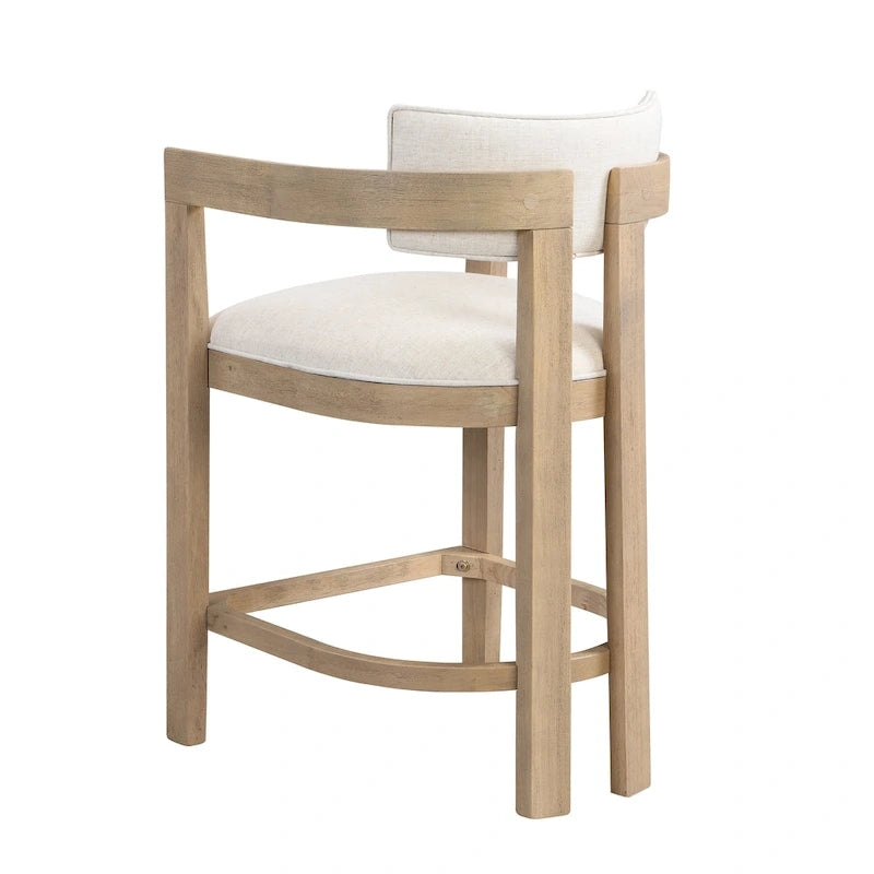 Three-piece bar stool set, featuring plush upholstered chairs and metal table legs.
