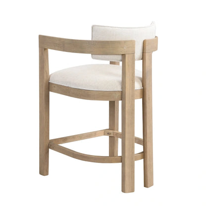 Three-piece bar stool set, featuring plush upholstered chairs and metal table legs.