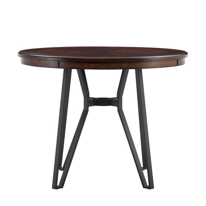 Three-piece bar stool set, featuring plush upholstered chairs and metal table legs.