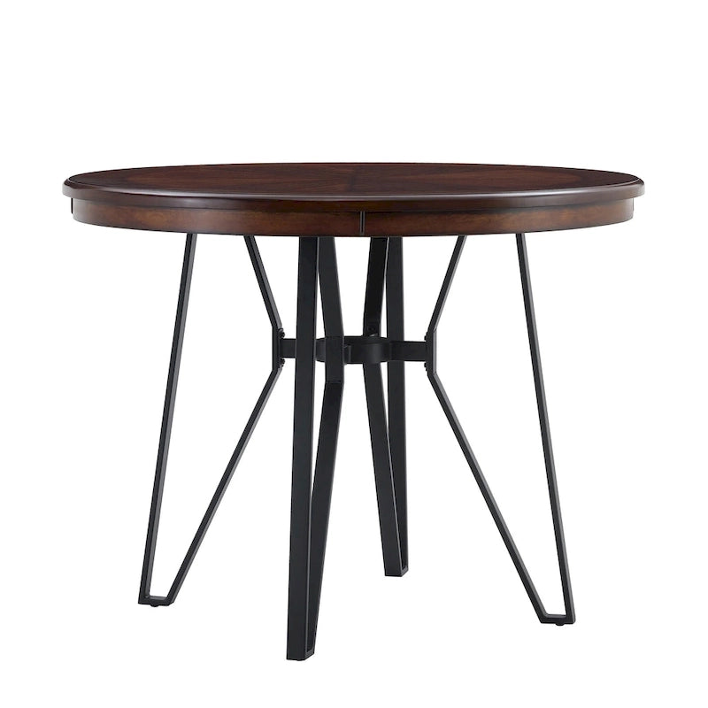 Three-piece bar stool set, featuring plush upholstered chairs and metal table legs.