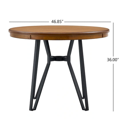 Three-piece bar stool set, featuring plush upholstered chairs and metal table legs.