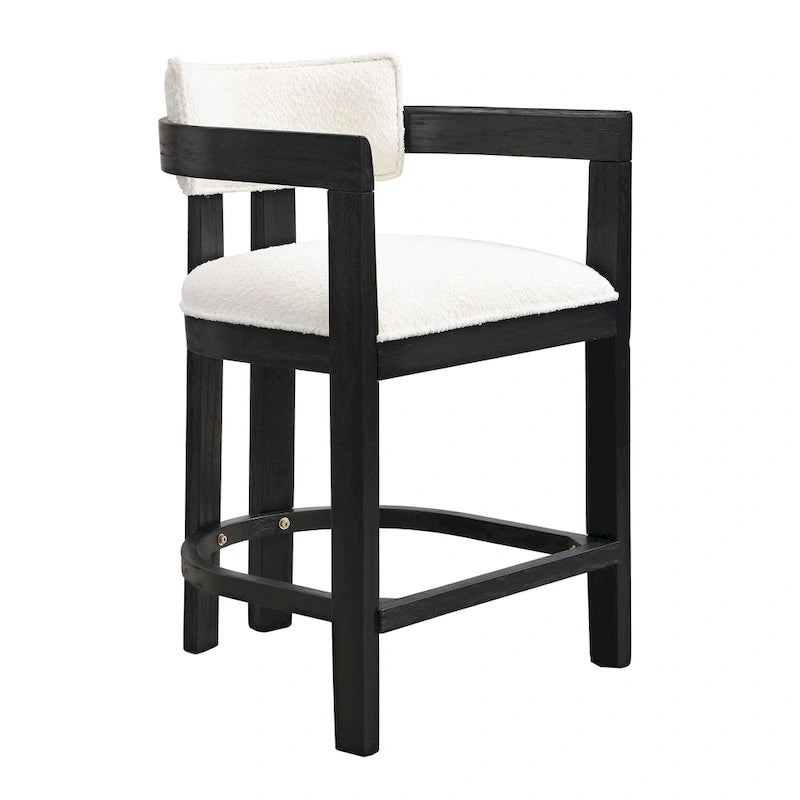 Three-piece bar stool set, featuring plush upholstered chairs and metal table legs.