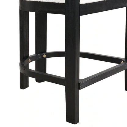 Three-piece bar stool set, featuring plush upholstered chairs and metal table legs.