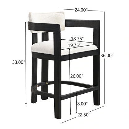 Three-piece bar stool set, featuring plush upholstered chairs and metal table legs.