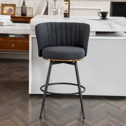 Modern Swivel Bar Stools Set of 2, Performance Upholstered Counter Height Bar Stool with Back for Kitchen, Bar, Dining Room