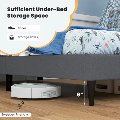 Twin Upholstered Platform Bed Mattress Foundation Button Tufted