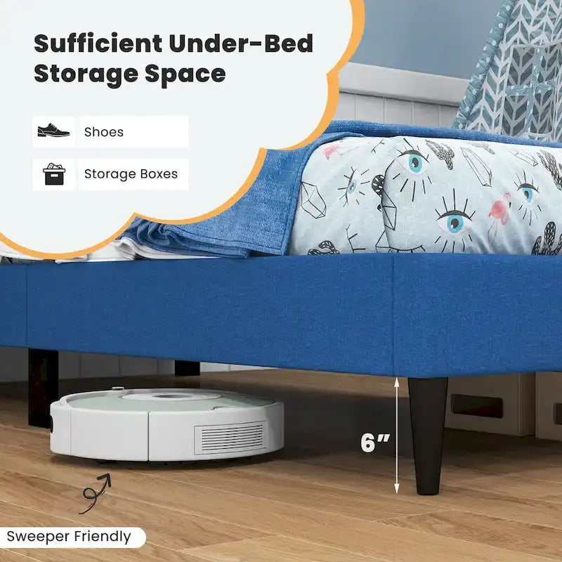 Twin Upholstered Platform Bed Mattress Foundation Button Tufted