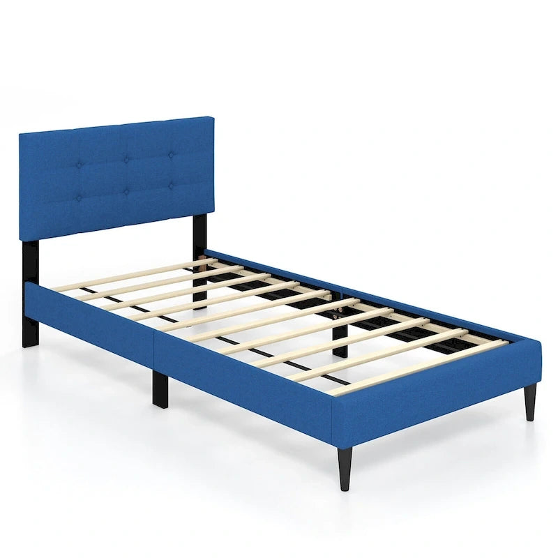Twin Upholstered Platform Bed Mattress Foundation Button Tufted