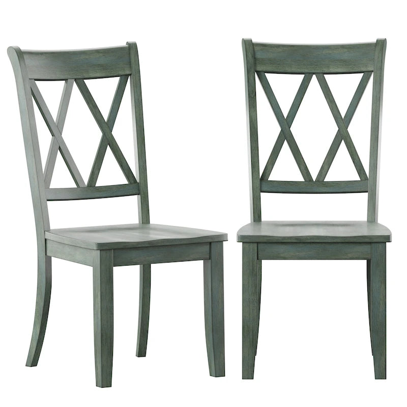 Double X Back Wood Dining Chairs (Set of 2)