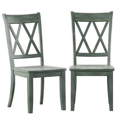 Double X Back Wood Dining Chairs (Set of 2)