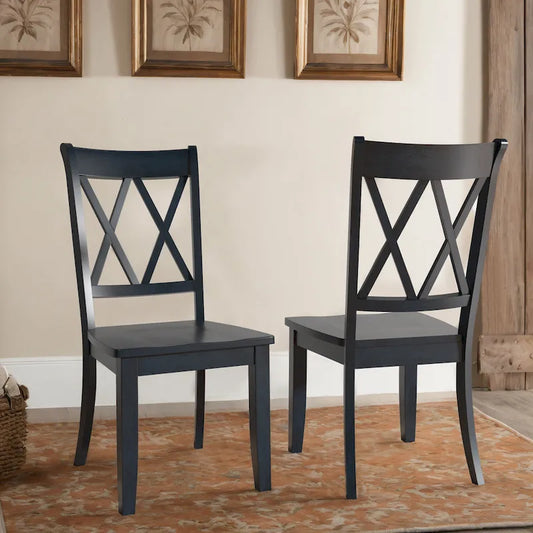 Double X Back Wood Dining Chairs (Set of 2)