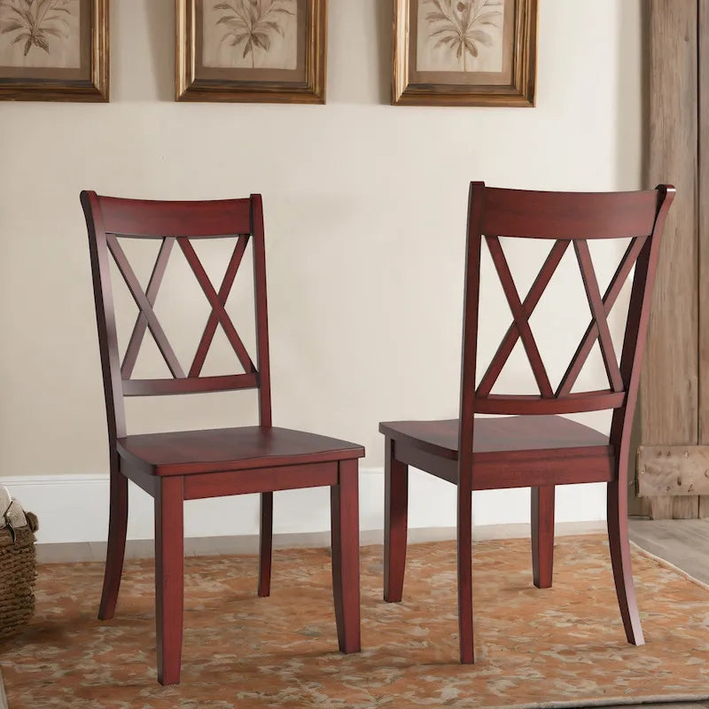 Double X Back Wood Dining Chairs (Set of 2)