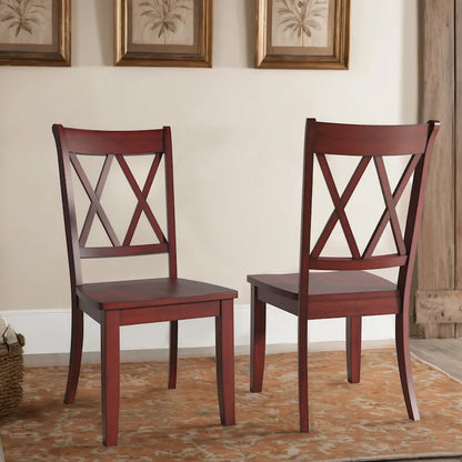 Double X Back Wood Dining Chairs (Set of 2)