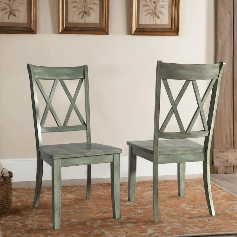 Double X Back Wood Dining Chairs (Set of 2)