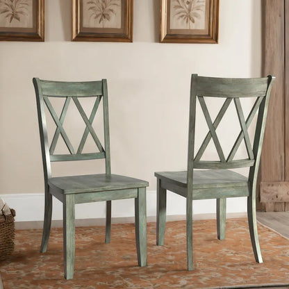 Double X Back Wood Dining Chairs (Set of 2)