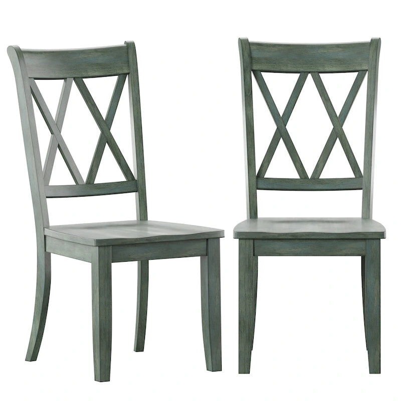 Double X Back Wood Dining Chairs (Set of 2)