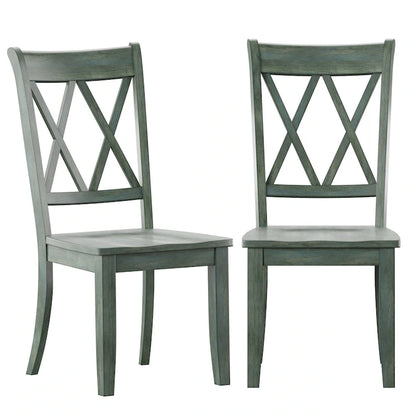 Double X Back Wood Dining Chairs (Set of 2)