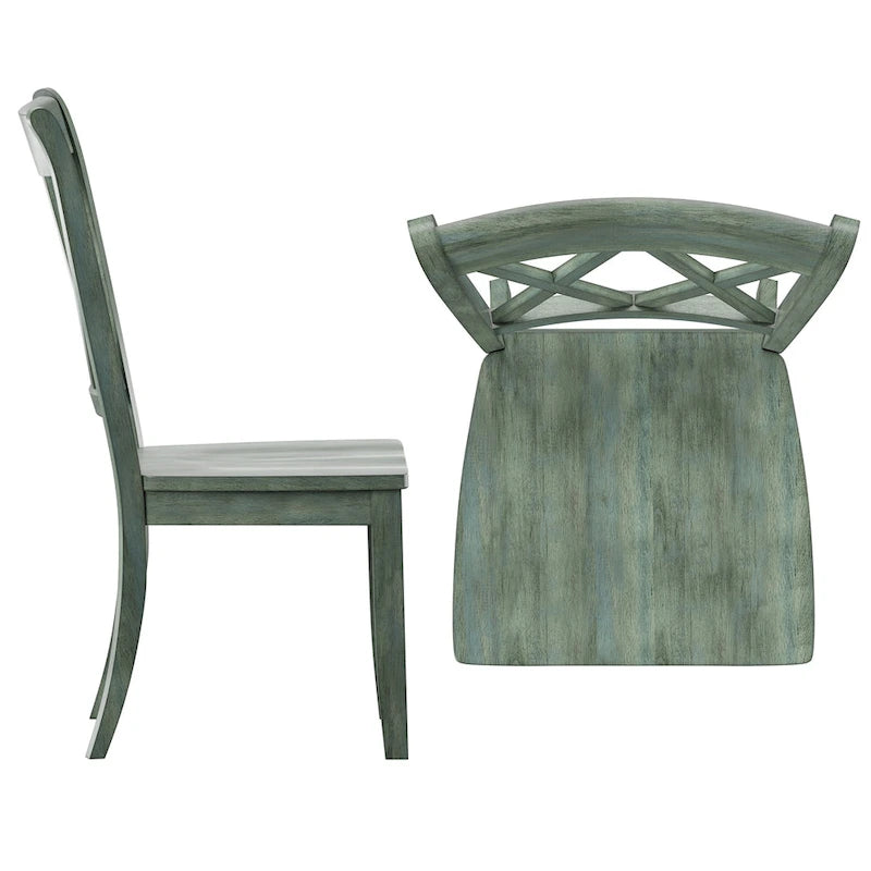 Double X Back Wood Dining Chairs (Set of 2)