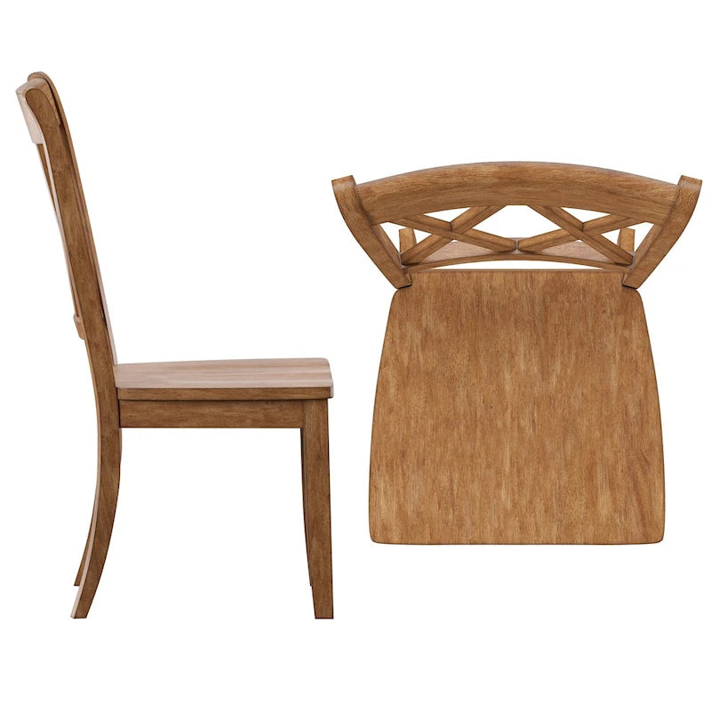 Double X Back Wood Dining Chairs (Set of 2)