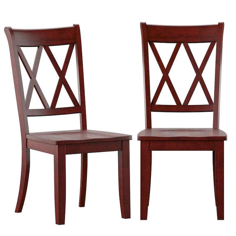 Double X Back Wood Dining Chairs (Set of 2)