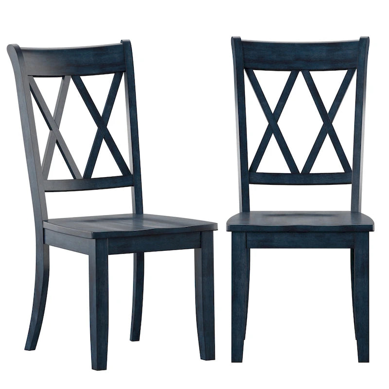 Double X Back Wood Dining Chairs (Set of 2)