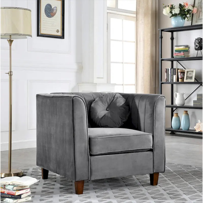 Blue/Pink/Green/Gray/Beige/Black Velvet Armchair