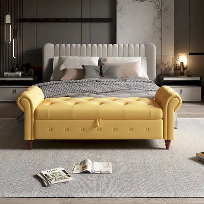 Modern Storage Bench Bed Bench with Rolled Arms