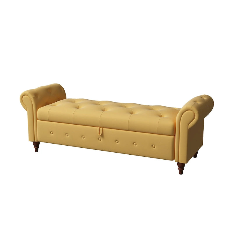 Modern Storage Bench Bed Bench with Rolled Arms