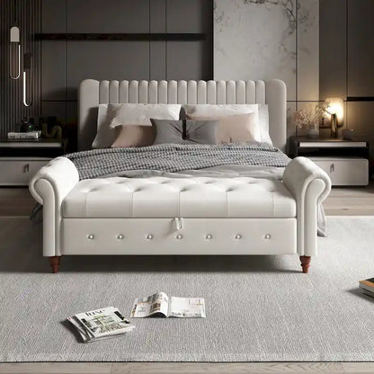 Modern Storage Bench Bed Bench with Rolled Arms