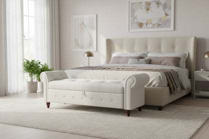 Modern Storage Bench Bed Bench with Rolled Arms