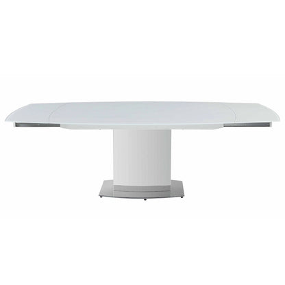 Contemporary Extendable White Glass Dining Table
