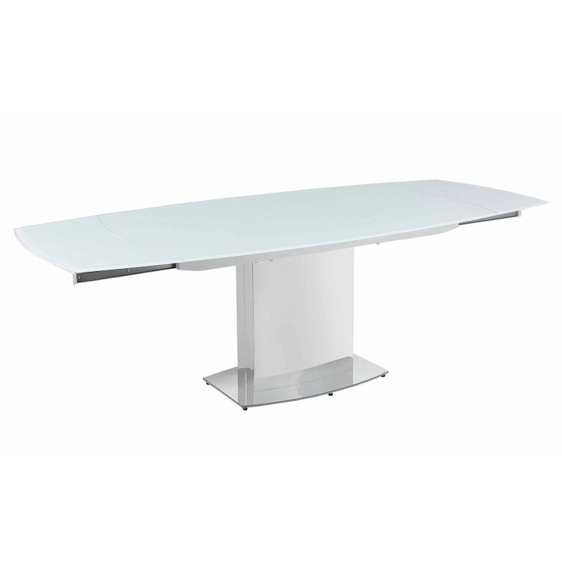 Contemporary Extendable White Glass Dining Table