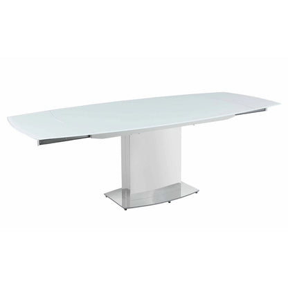 Contemporary Extendable White Glass Dining Table
