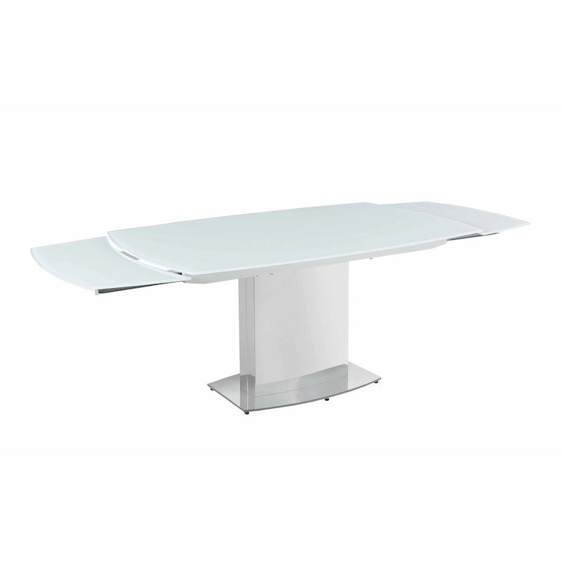 Contemporary Extendable White Glass Dining Table