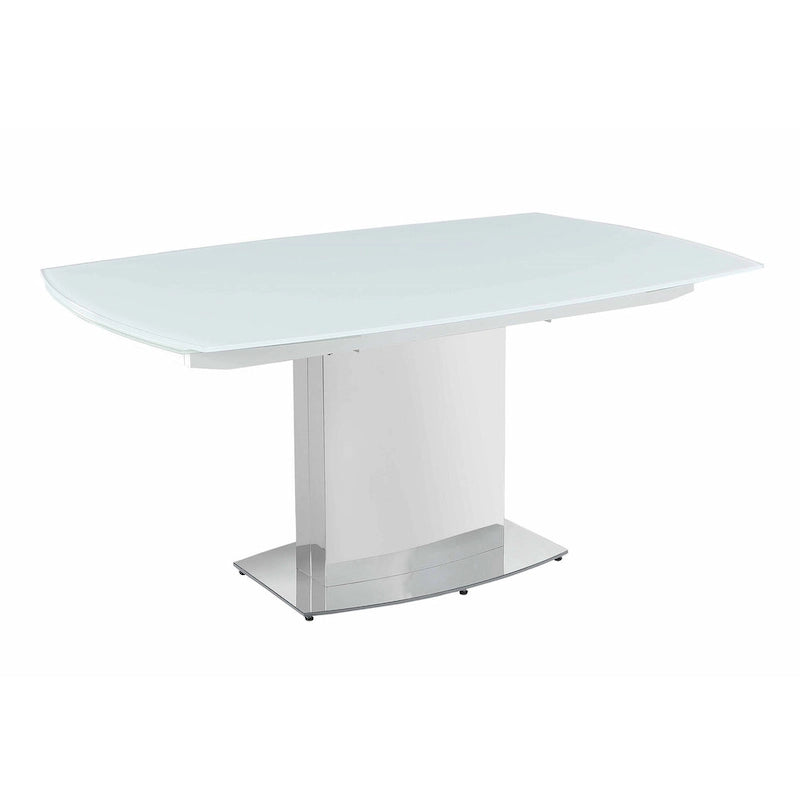 Contemporary Extendable White Glass Dining Table