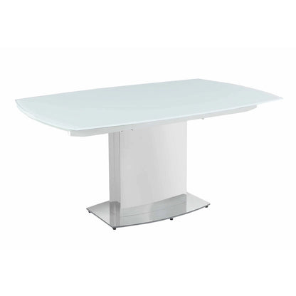 Contemporary Extendable White Glass Dining Table