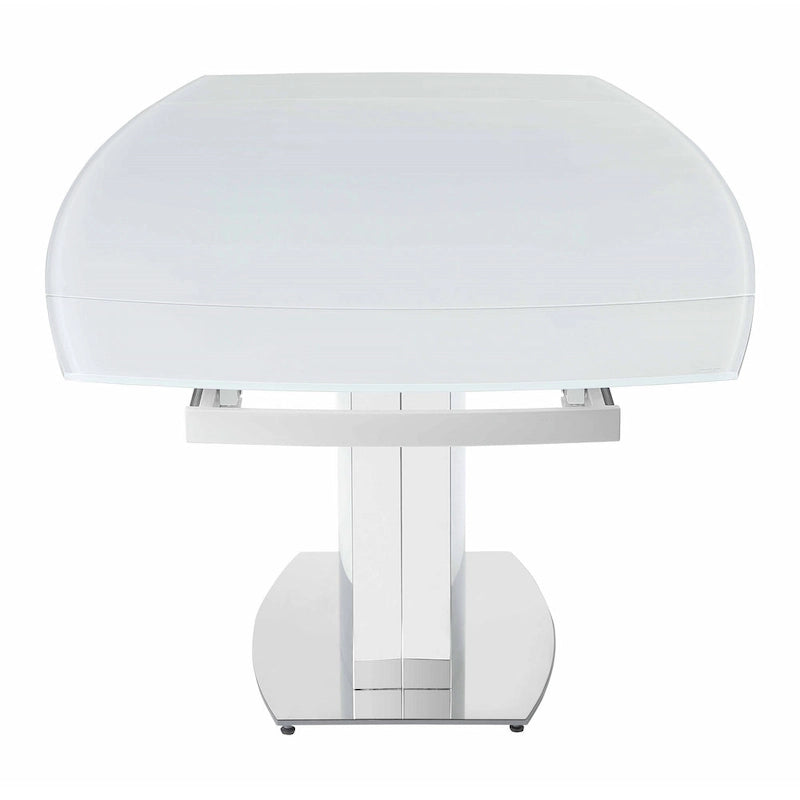 Contemporary Extendable White Glass Dining Table