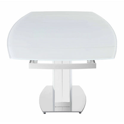 Contemporary Extendable White Glass Dining Table