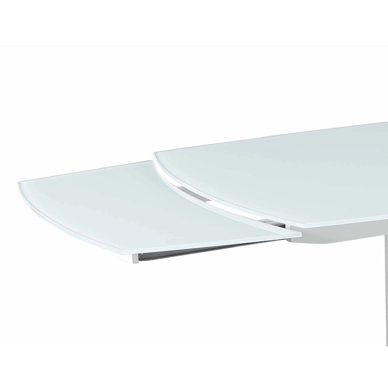 Contemporary Extendable White Glass Dining Table