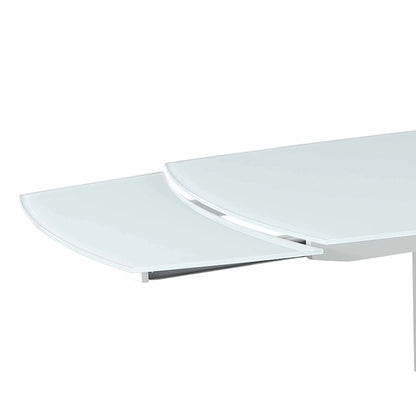 Contemporary Extendable White Glass Dining Table