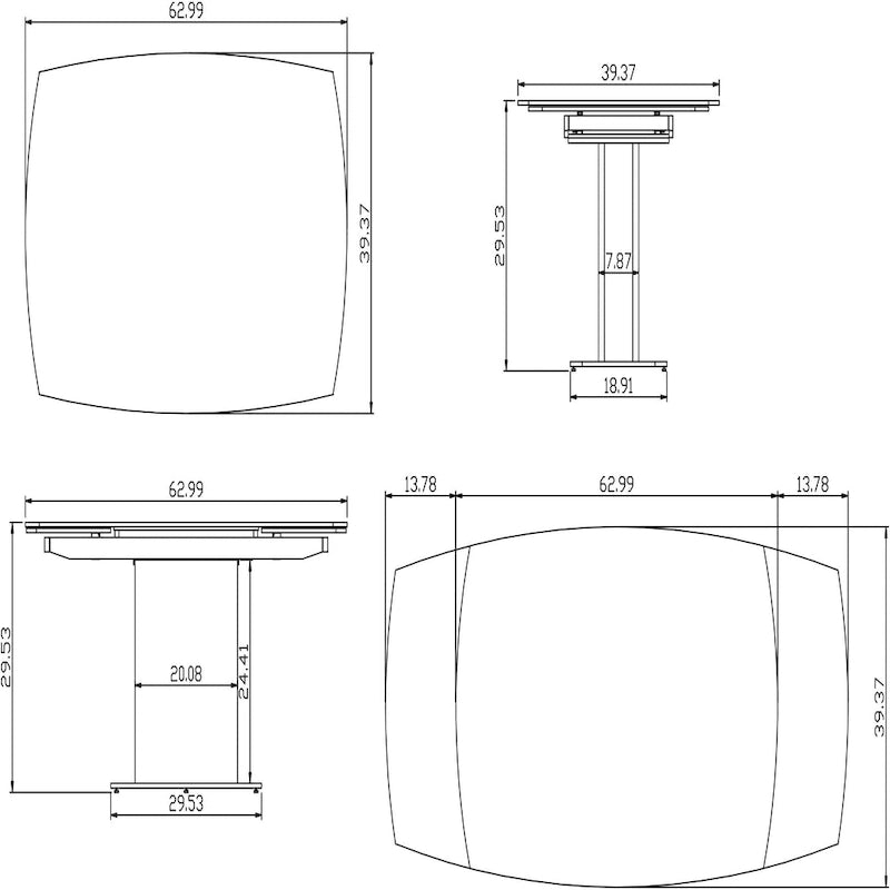 Contemporary Extendable White Glass Dining Table