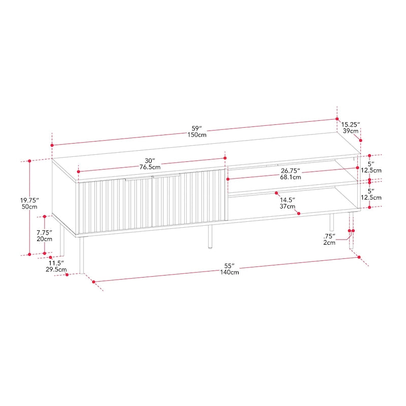 Fluted TV Stand for TVs up to 75 - 59
