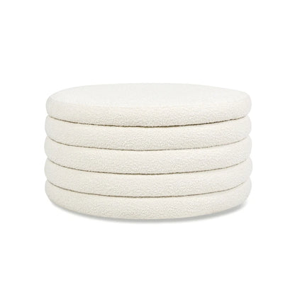 36 Boucle Sherpa Round Upholstered Storage Cocktail Ottoman