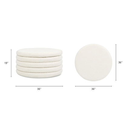 36 Boucle Sherpa Round Upholstered Storage Cocktail Ottoman