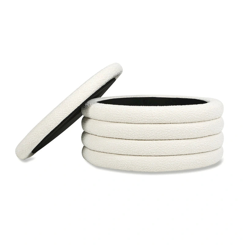 36 Boucle Sherpa Round Upholstered Storage Cocktail Ottoman