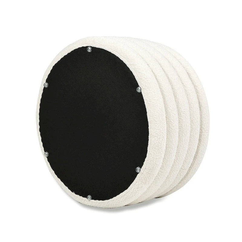 36 Boucle Sherpa Round Upholstered Storage Cocktail Ottoman