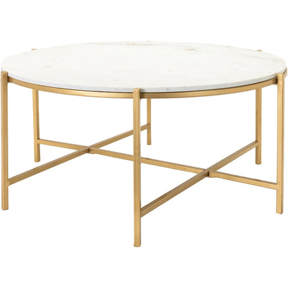 Modern handcrafted coffee table in marble and matte metal