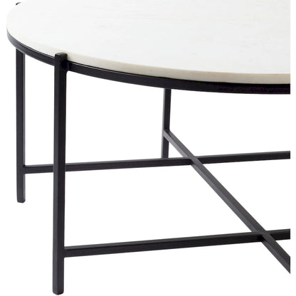Modern handcrafted coffee table in marble and matte metal