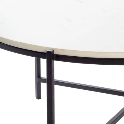 Modern handcrafted coffee table in marble and matte metal